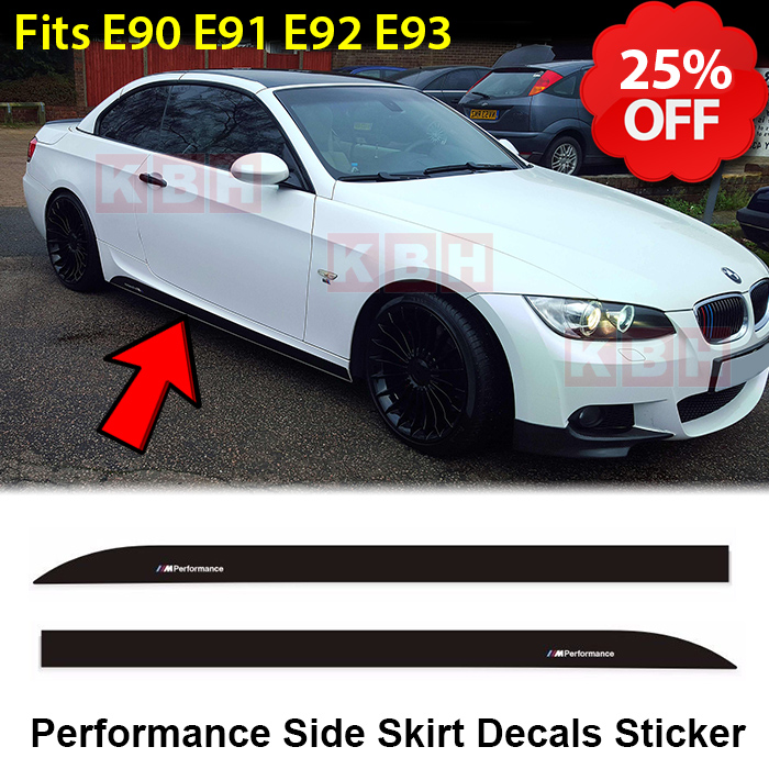 M Performance Side Skirt Vinyl Decal Stickers for BMW E90 E91 E92 E93 3 Series